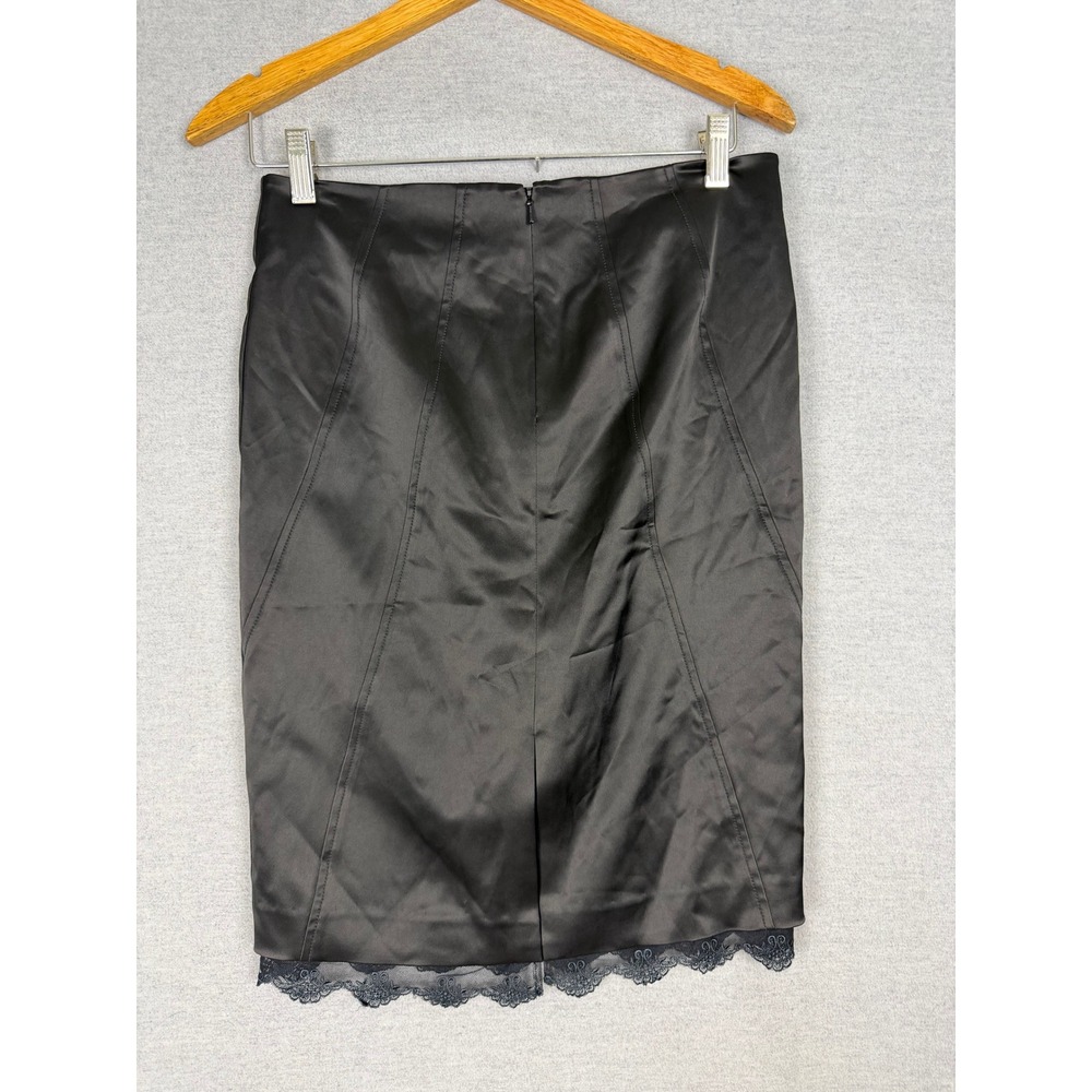 Arden B Luxe Black Crepe Satin Pencil Skirt Lace Trim Size 2 NWT 34057599